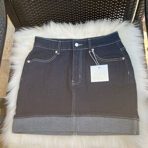 NWT Just Quella Dark Denim Mini Skirt with Contrast Hem - Women